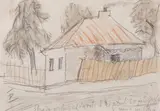 Theodor Pallady, Casa din strada Dimitrie Orbescu, cărbune și creioane colorate pe hârtie