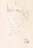 Portret by Constantin Piliuță, peniță pe hârtie, sold Sep 2022