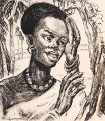 Mina Byck Wepper, Nubiană, tuș pe hârtie