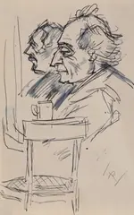 Doi amici by Theodor Pallady, peniță pe hârtie, sold Sep 2022