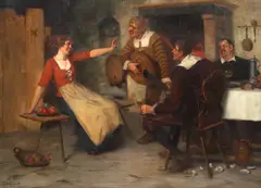Victor Schivert, Petrecere la han, ulei pe pânză