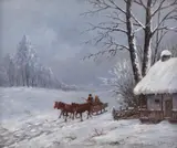 Drum de iarnă by Ion Doboşariu, ulei pe carton, sold Sep 2022