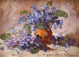 Albăstrele by Eugenia Filotti Atanasiu, ulei pe carton, sold Sep 2022