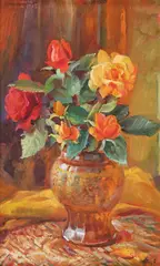 Aurel Bordenache, Vas cu trandafiri, 1975, ulei pe pfl