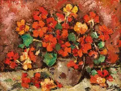 Colțunași by Ion Panteli Stanciu, ulei pe carton, sold Sep 2022