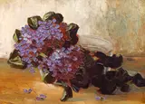 Hortensii by Eugenia Filotti Atanasiu, ulei pe placaj, sold Sep 2022