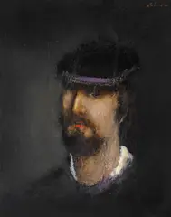 Autoportret by Mircea Ciobanu, ulei pe carton, sold Sep 2022