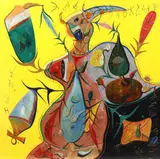 Unicorn by Ștefan Pelmuș, 2012, ulei pe pânză, sold Sep 2022