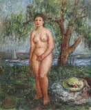 Gheorghe Ionescu Sin, După baie, ulei pe pânză lipită pe carton