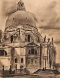 George Matei Cantacuzino, Santa Maria della Salute, cărbune și tuș pe hârtie