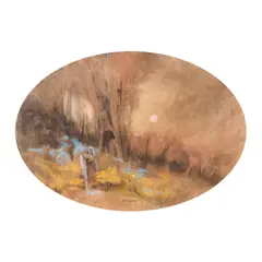 Alexandru Severin, La cules de sunătoare, pastel pe hârtie lipită pe carton