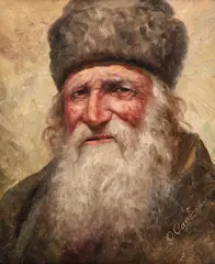 Oreste Cantini, Portret de bătrân, ulei pe pânză
