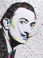 Ovidiu Solcan, Salvador Dali, 2021, colaj din reviste reciclate, tăiate și lipite manual pe pânză