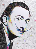 Ovidiu Solcan, Salvador Dali, 2021, colaj din reviste reciclate, tăiate și lipite manual pe pânză