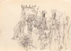 Divina Comedie by Octav Grigorescu, 1964, tuș pe hârtie, sold Sep 2022