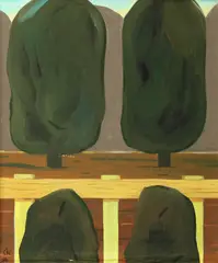 Gil Nicolescu, Doi copaci, 1996, ulei pe pânză