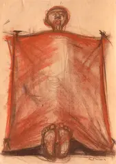 Mircea Roman, Studiu, creioane colorate și pastel pe hârtie