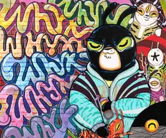 Modular Sensations (I) by Coon One & Whyx, acrilic și spray pe pânză, sold Sep 2022