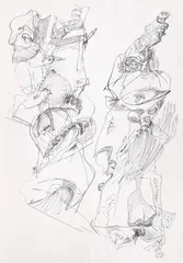 Vasile Kazar, Compoziție, 1988, tuș pe hârtie