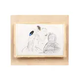 Andrea Pat, Blauw oog (Black Eye), 1985, creion, acuarelă, cărbune și creioane colorate pe hârtie lipită pe carton