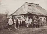 Franz Duschek, Fotografie ilustrându-l pe Sava Henția, pe proprietatea sa de la Brebu, alături de săteni, Câmpina, 10 iulie 1882