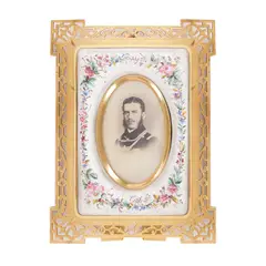 Franz Duschek, Fotografie ilustrându-l pe Carol I, București, a doua jumătate a sec. XIX, cu ramă de porțelan pictat, de colecție