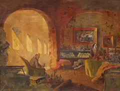Colecționarul by Antal Péczely, ulei pe pânză, sold Jul 2022