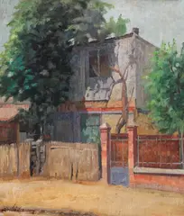 Constantin Vlădescu, Peisaj cu casă, ulei pe pânză