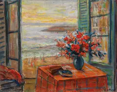 Paul Scorţescu, Fereastră la Nisa, 1947, ulei pe carton