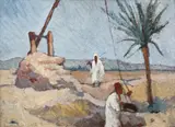 Egipt by Gheorghe Zamphiropol-Dall, ulei pe pânză lipită pe carton, sold Jul 2022