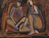 Eva Cerbu, Două prietene, tempera pe hârtie