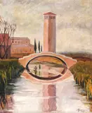 George Matei Cantacuzino, Vedere spre Campanila San Marco, 1923, ulei pe pânză