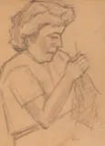 Theodor Pallady, Cusătoreasă, 1940, creion pe hârtie
