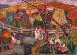 George Saru, Scenă rurală/Peisaj, 1957, ulei pe carton