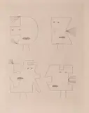 Victor Brauner, Quand un élément et le vent animent la géometrie (seria Codex d'un visage), 1962, gravură cu acul