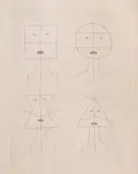 Victor Brauner, Ce qui était, revient, imitant à nouveau les premiers tâtonnements (seria Codex d'un visage), 1962, gravură cu acul