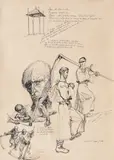 Tristețea ierburilor tăiate by Marcel Chirnoagă, 1974, peniță pe hârtie, sold Jul 2022