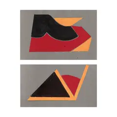 Jocul formelor by Geta Brătescu, 2017, colaj și marker pe hârtie, sold Jul 2022
