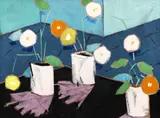 Ghivece cu flori by Constantin Piliuță, ulei pe pânză, sold Jul 2022