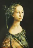 Femme à la coiffe végétale by Georges Mazilu, acrilic pe pânză, sold Jul 2022