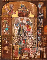 Georgeta Năpăruș, Curtea domnească, 1990, ulei pe pânză