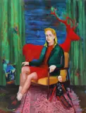 Oana Farcaș, Cortina verde, 2022, ulei pe pânză
