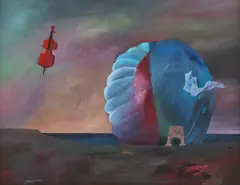 Florin Niculiu, Peisaj fantastic, ulei pe placaj