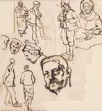 Nicolae Tonitza, Personaje din port, tuș pe hârtie
