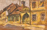 Rudolf Schweitzer–Cumpăna, Stradă în Sibiu, pastel pe hârtie