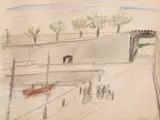 Theodor Pallady, Faleză în Royan, creion și acuarelă pe hârtie
