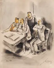 Comitet by Aurel Jiquidi, 1937, creion și pastel pe hârtie, sold Jun 2022