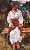 Țărăncuță by Octav Băncilă, 1915, ulei pe pânză, sold Jun 2022