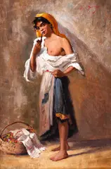 Dimitrie Serafim, Florăreasă, ulei pe pânză