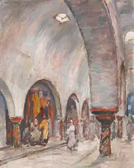 Stradă în Tunis by Samuel Mützner, 1921, ulei pe carton, sold Jun 2022